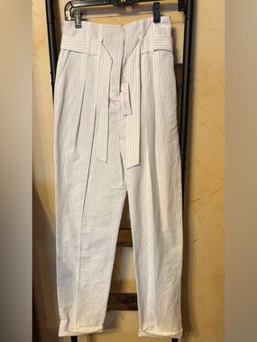Rebecca Taylor size 2 High-Rise Paperbag Waist Pinstripe Pants